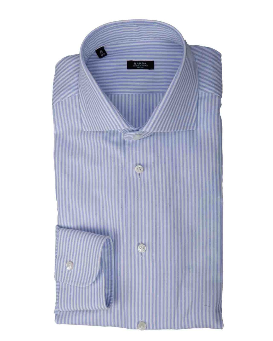 shop BARBA  Camicia: Barba camicia a righe in cotone.
Colletto all'italiana.
Maniche lunghe.
Abbottonatura centrale.
Vestibilità regolare.
Composizione: 100% Cotone.
Fabbricata in Italia.. 36080 2-B BLU RIGA number 1709679